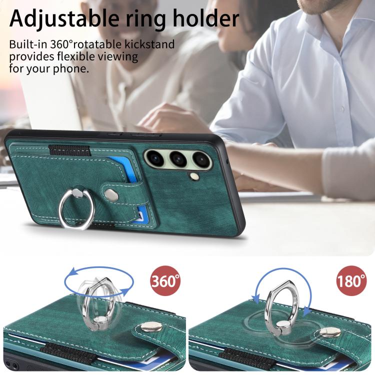 For Samsung Galaxy A56 5G Retro Skin-feel Ring Card Wallet Phone Case