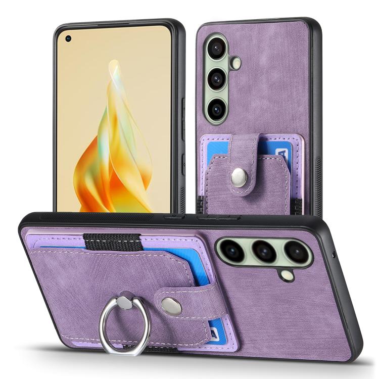 For Samsung Galaxy A56 5G Retro Skin-feel Ring Card Wallet Phone Case