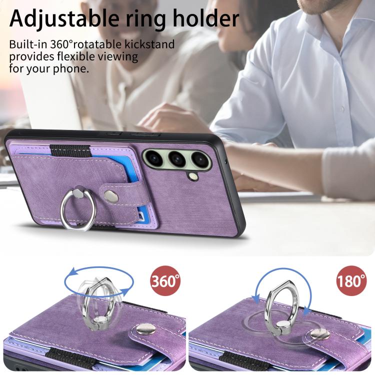 For Samsung Galaxy A56 5G Retro Skin-feel Ring Card Wallet Phone Case