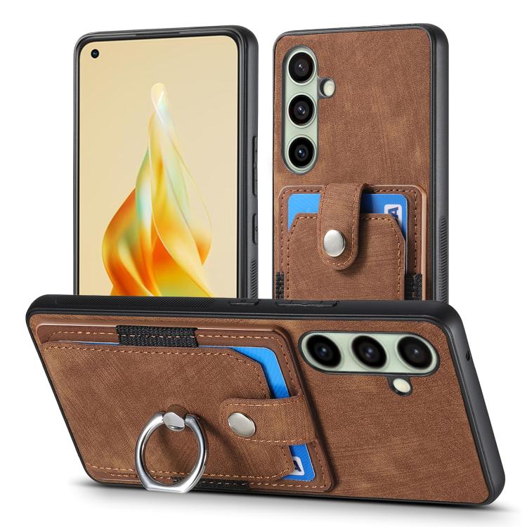 For Samsung Galaxy A56 5G Retro Skin-feel Ring Card Wallet Phone Case