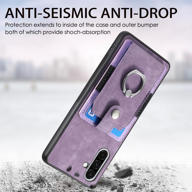 For Samsung Galaxy A36 Retro Skin-feel Ring Card Wallet Phone Case