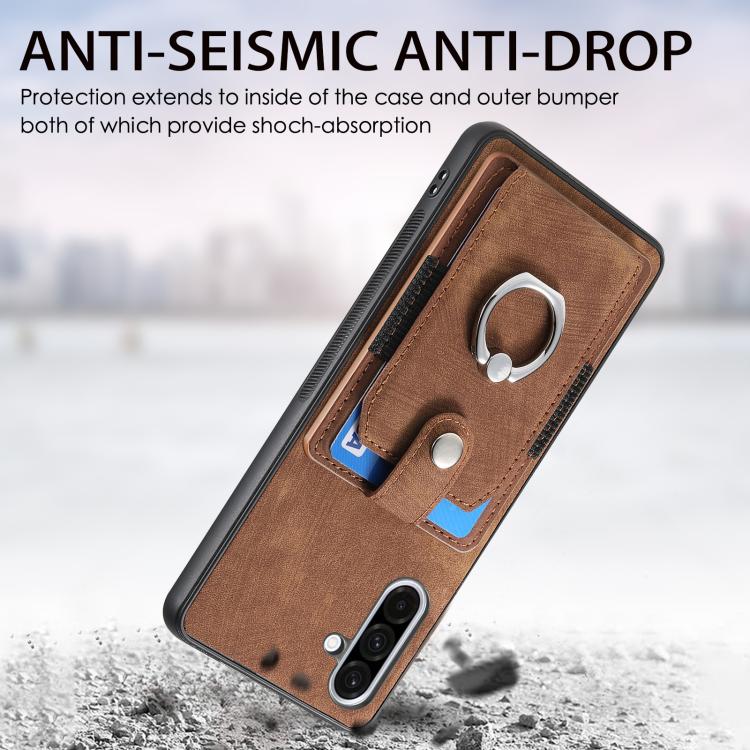 For Samsung Galaxy A36 Retro Skin-feel Ring Card Wallet Phone Case