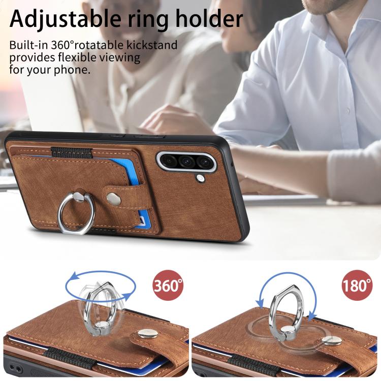 For Samsung Galaxy A36 Retro Skin-feel Ring Card Wallet Phone Case