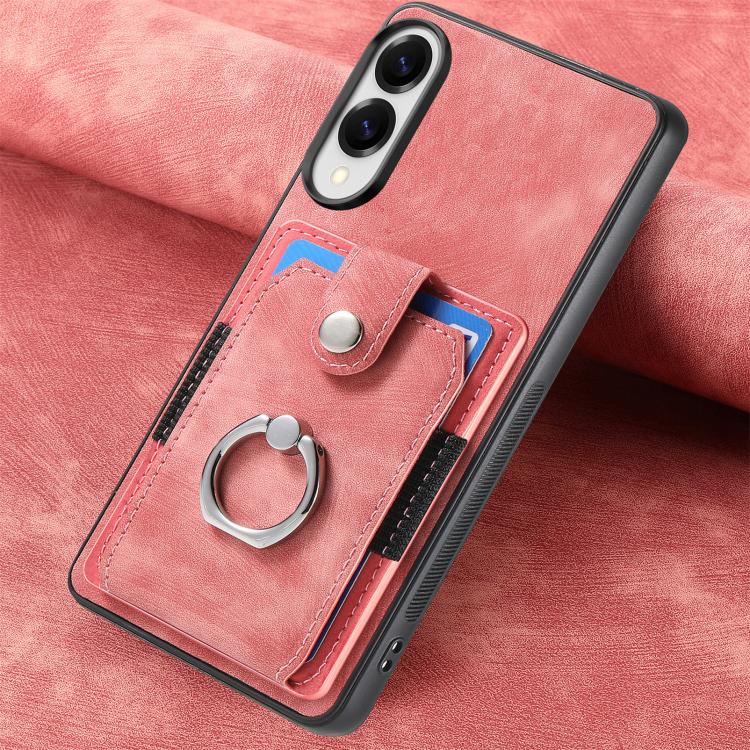 For Samsung Galaxy S25 Edge 5G Retro Skin-feel Ring Card Wallet Phone Case