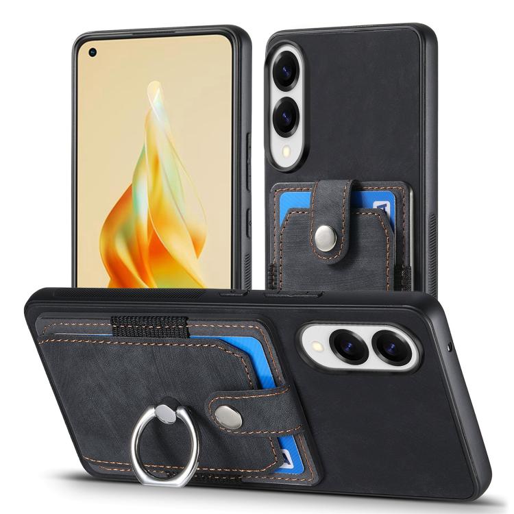 For Samsung Galaxy S25 Edge 5G Retro Skin-feel Ring Card Wallet Phone Case