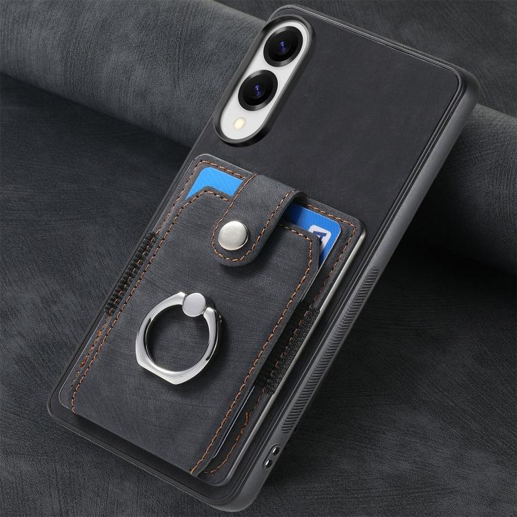 For Samsung Galaxy S25 Edge 5G Retro Skin-feel Ring Card Wallet Phone Case