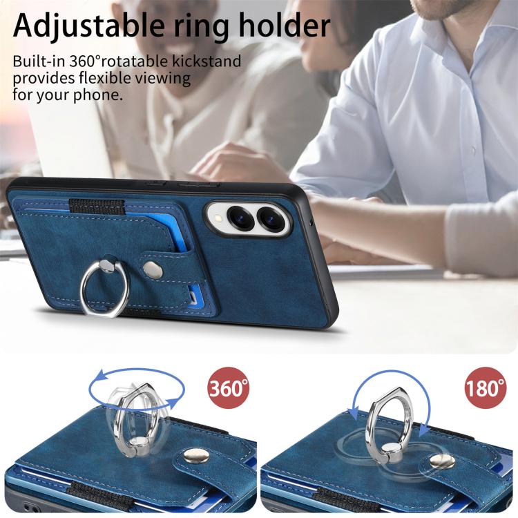 For Samsung Galaxy S25 Edge 5G Retro Skin-feel Ring Card Wallet Phone Case