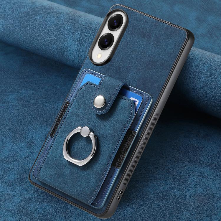 For Samsung Galaxy S25 Edge 5G Retro Skin-feel Ring Card Wallet Phone Case