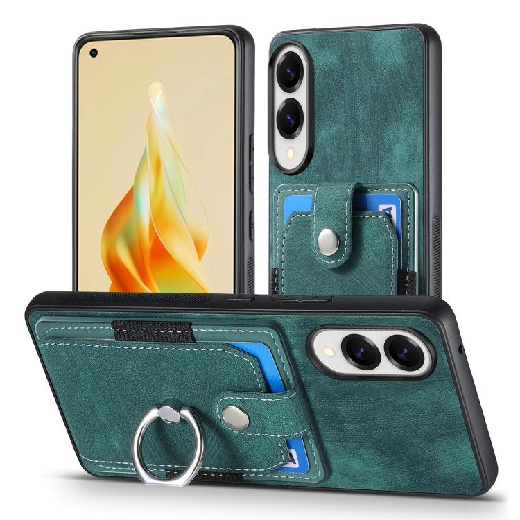 For Samsung Galaxy S25 Edge 5G Retro Skin-feel Ring Card Wallet Phone Case