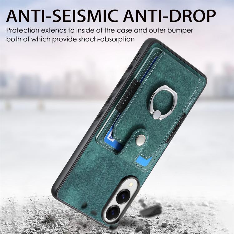 For Samsung Galaxy S25 Edge 5G Retro Skin-feel Ring Card Wallet Phone Case
