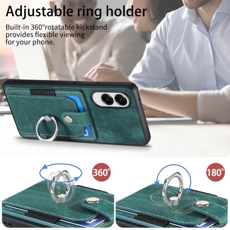 For Samsung Galaxy S25 Edge 5G Retro Skin-feel Ring Card Wallet Phone Case