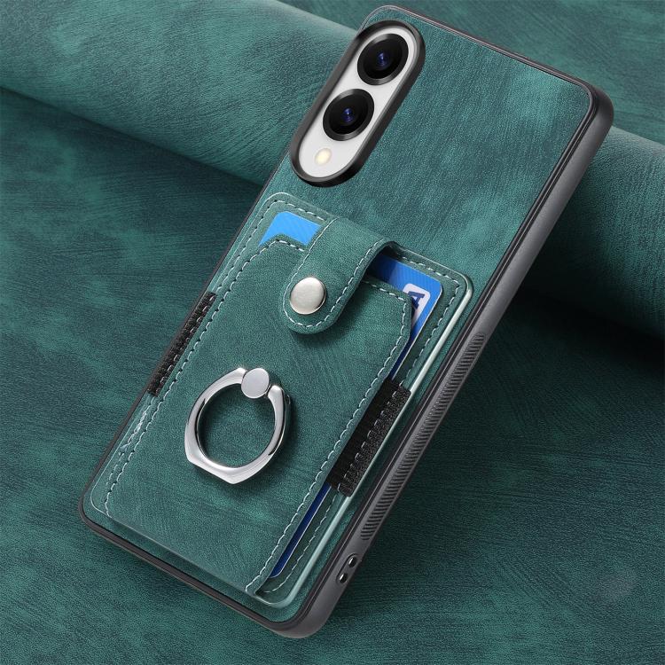 For Samsung Galaxy S25 Edge 5G Retro Skin-feel Ring Card Wallet Phone Case