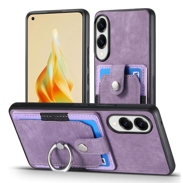 For Samsung Galaxy S25 Edge 5G Retro Skin-feel Ring Card Wallet Phone Case
