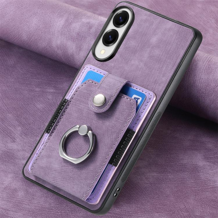 For Samsung Galaxy S25 Edge 5G Retro Skin-feel Ring Card Wallet Phone Case