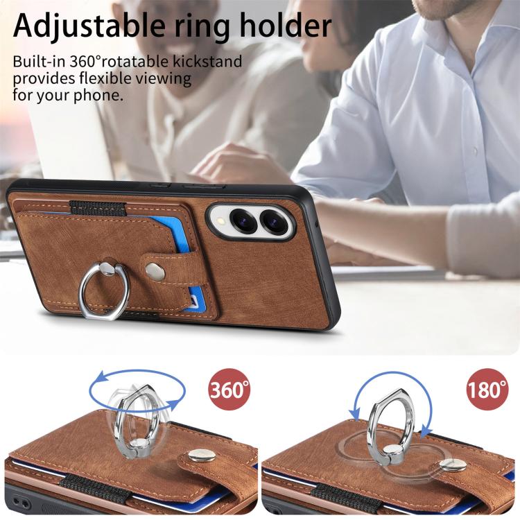For Samsung Galaxy S25 Edge 5G Retro Skin-feel Ring Card Wallet Phone Case