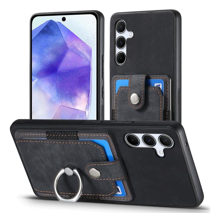 For Samsung Galaxy A35 5G Retro Skin-feel Ring Card Wallet Phone Case