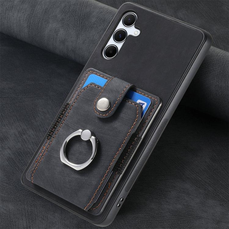 For Samsung Galaxy A35 5G Retro Skin-feel Ring Card Wallet Phone Case