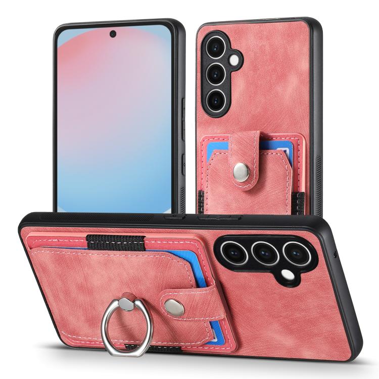 For Samsung Galaxy S24 FE 5G Retro Skin-feel Ring Card Wallet Phone Case