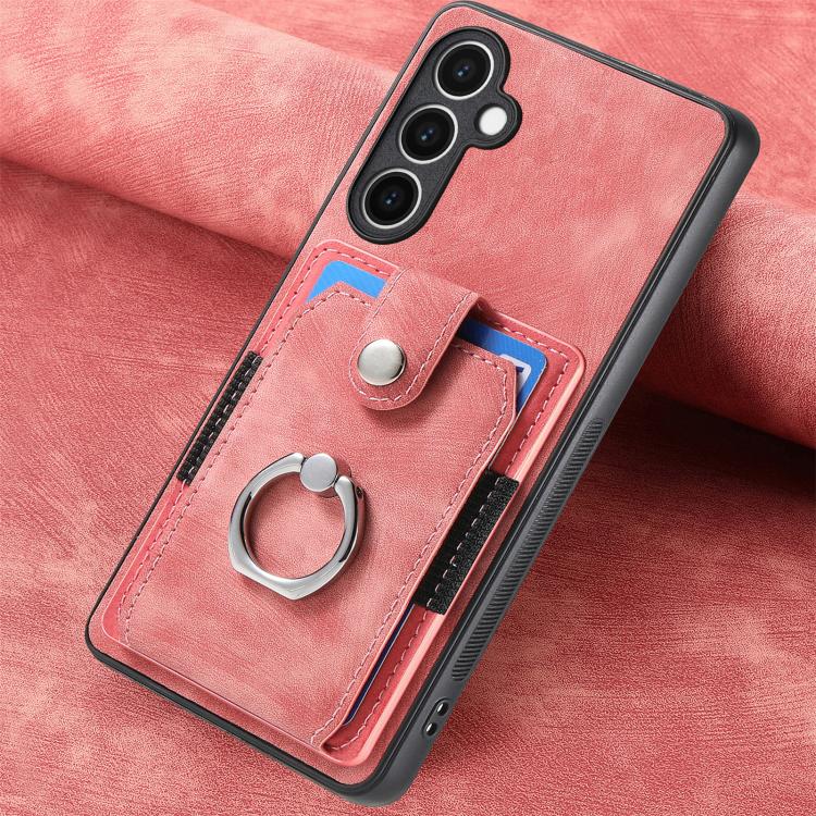For Samsung Galaxy S24 FE 5G Retro Skin-feel Ring Card Wallet Phone Case