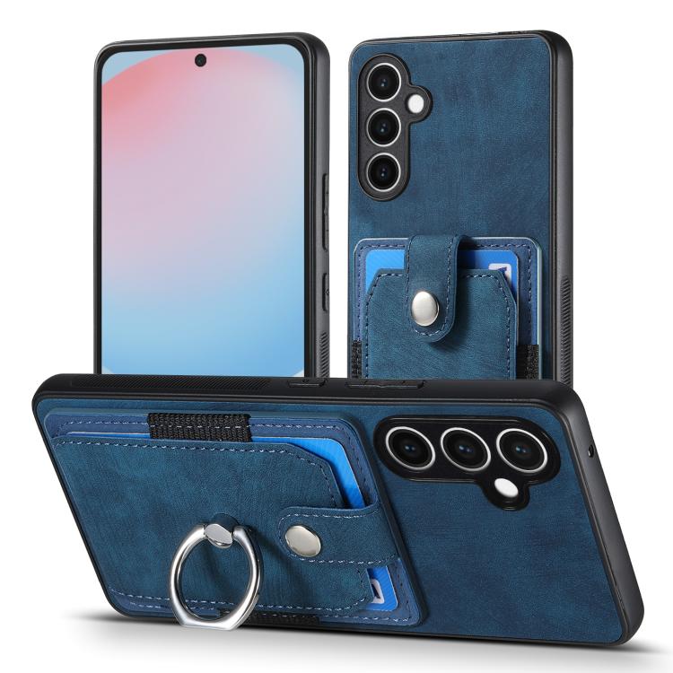 For Samsung Galaxy S24 FE 5G Retro Skin-feel Ring Card Wallet Phone Case