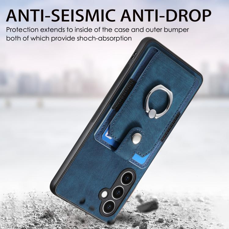 For Samsung Galaxy S24 FE 5G Retro Skin-feel Ring Card Wallet Phone Case