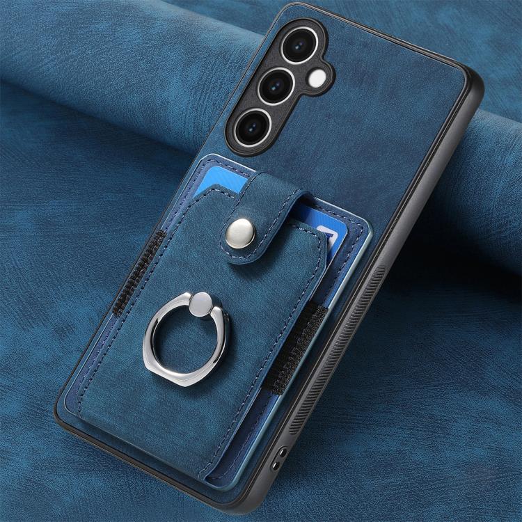 For Samsung Galaxy S24 FE 5G Retro Skin-feel Ring Card Wallet Phone Case