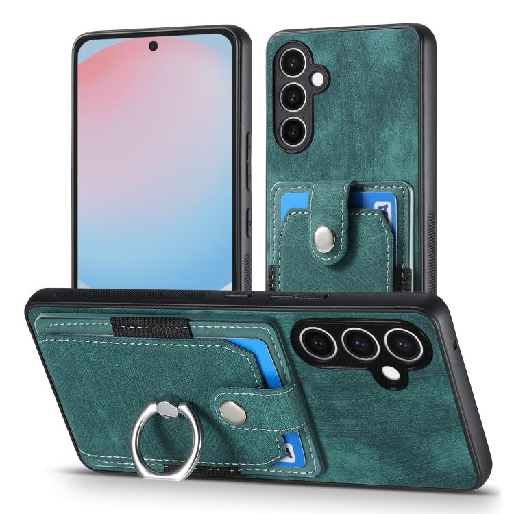 For Samsung Galaxy S24 FE 5G Retro Skin-feel Ring Card Wallet Phone Case