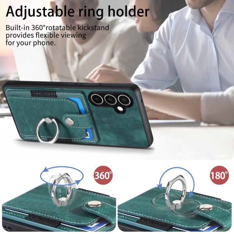 For Samsung Galaxy S24 FE 5G Retro Skin-feel Ring Card Wallet Phone Case