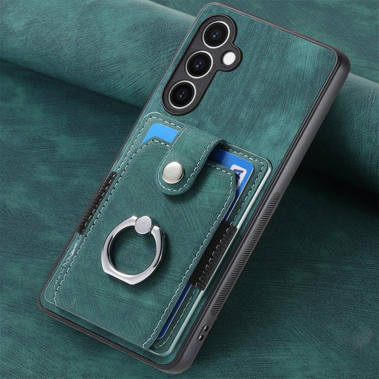 For Samsung Galaxy S24 FE 5G Retro Skin-feel Ring Card Wallet Phone Case