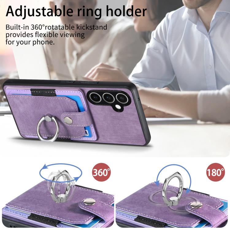 For Samsung Galaxy S24 FE 5G Retro Skin-feel Ring Card Wallet Phone Case