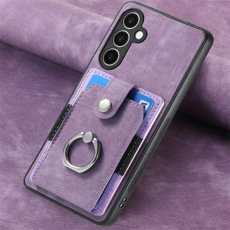 For Samsung Galaxy S24 FE 5G Retro Skin-feel Ring Card Wallet Phone Case