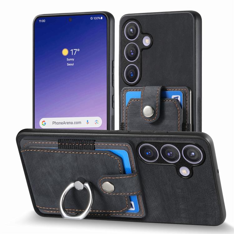 For Samsung Galaxy A37 5G Retro Skin-feel Ring Card Wallet Phone Case