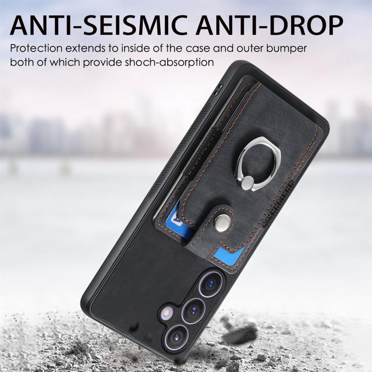 For Samsung Galaxy A37 5G Retro Skin-feel Ring Card Wallet Phone Case