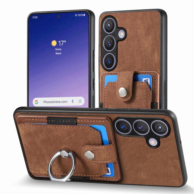 For Samsung Galaxy A37 5G Retro Skin-feel Ring Card Wallet Phone Case