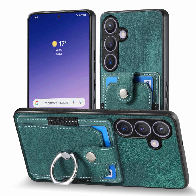 For Samsung Galaxy A57 5G Retro Skin-feel Ring Card Wallet Phone Case