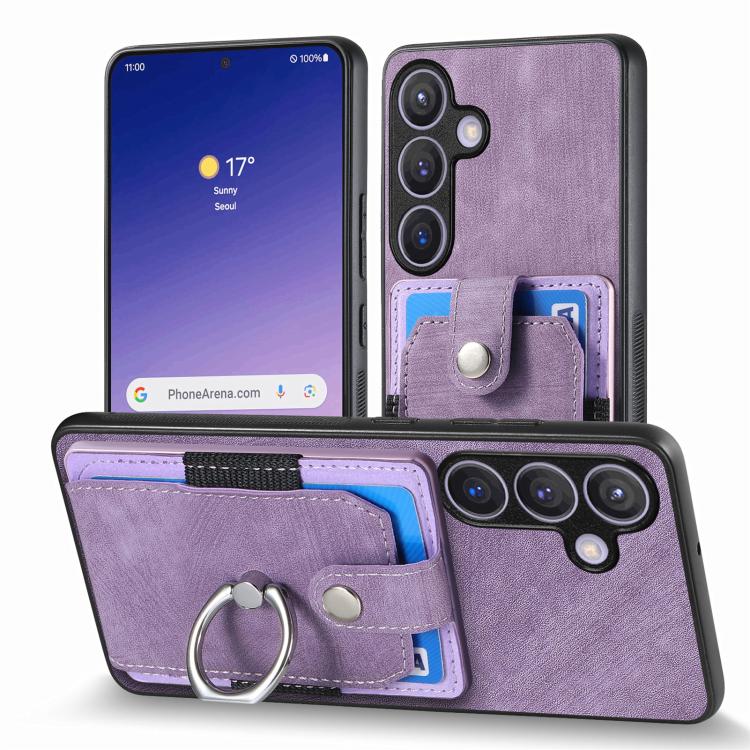 For Samsung Galaxy A57 5G Retro Skin-feel Ring Card Wallet Phone Case
