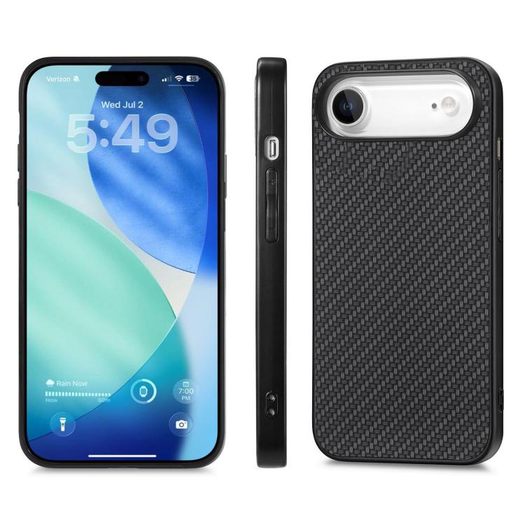 For iPhone Air Carbon Fiber Texture Leather Back Phone Case