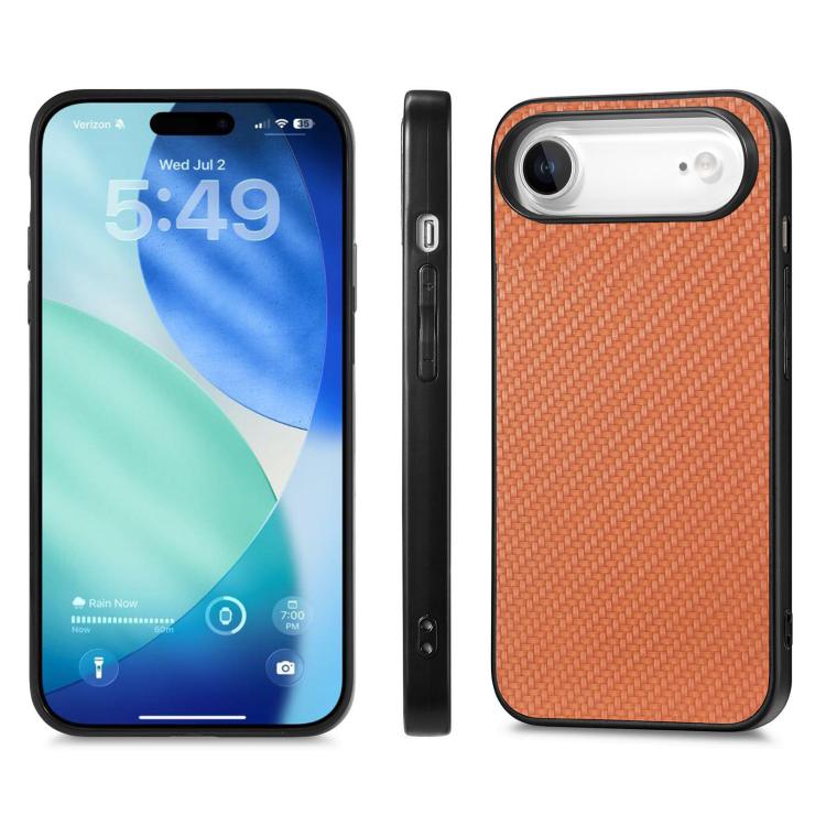 For iPhone Air Carbon Fiber Texture Leather Back Phone Case