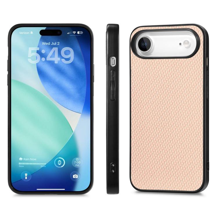 For iPhone Air Carbon Fiber Texture Leather Back Phone Case
