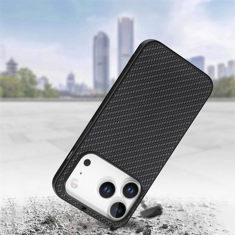 For iPhone 17 Pro Carbon Fiber Texture Leather Back Phone Case
