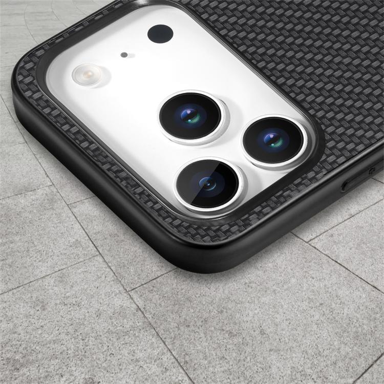 For iPhone 17 Pro Carbon Fiber Texture Leather Back Phone Case