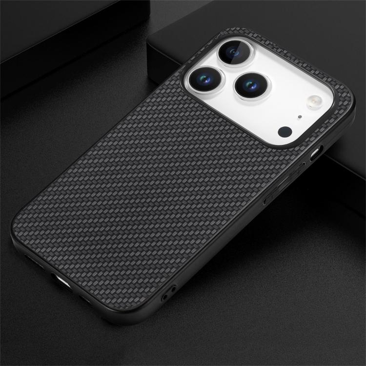 For iPhone 17 Pro Carbon Fiber Texture Leather Back Phone Case