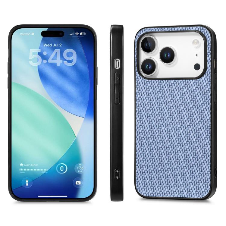 For iPhone 17 Pro Carbon Fiber Texture Leather Back Phone Case