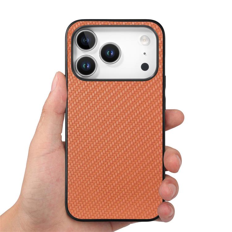 For iPhone 17 Pro Carbon Fiber Texture Leather Back Phone Case