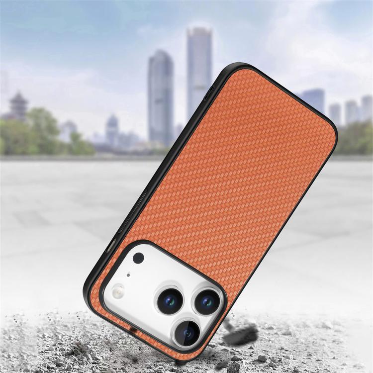 For iPhone 17 Pro Carbon Fiber Texture Leather Back Phone Case