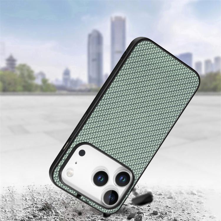 For iPhone 17 Pro Carbon Fiber Texture Leather Back Phone Case