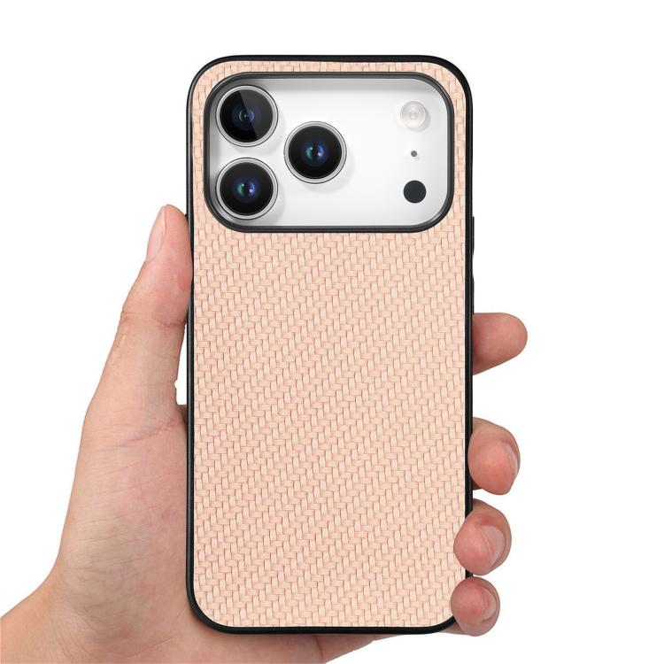 For iPhone 17 Pro Carbon Fiber Texture Leather Back Phone Case