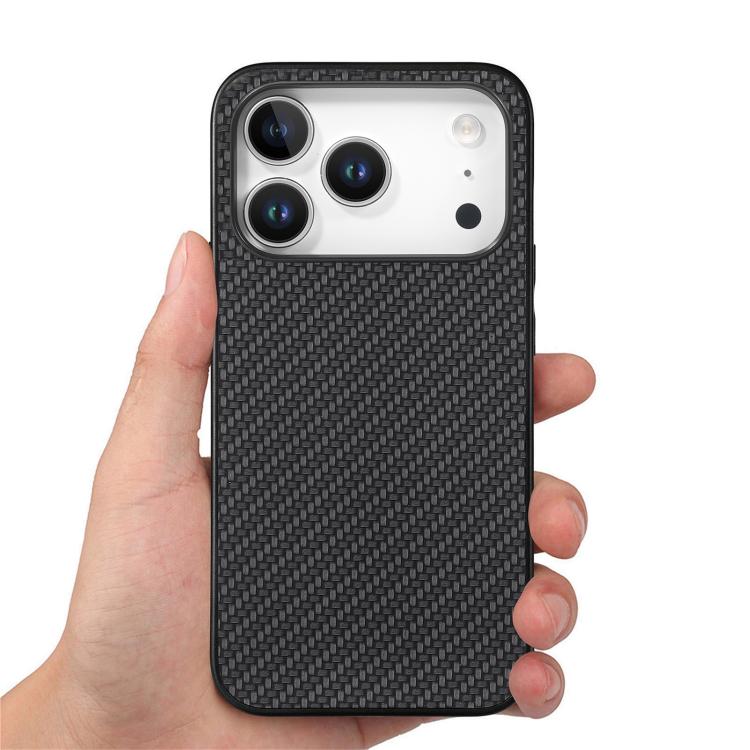 For iPhone 17 Pro Max Carbon Fiber Texture Leather Back Phone Case