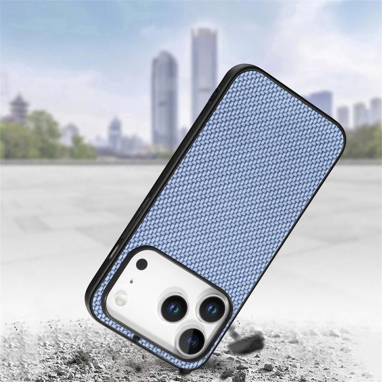 For iPhone 17 Pro Max Carbon Fiber Texture Leather Back Phone Case