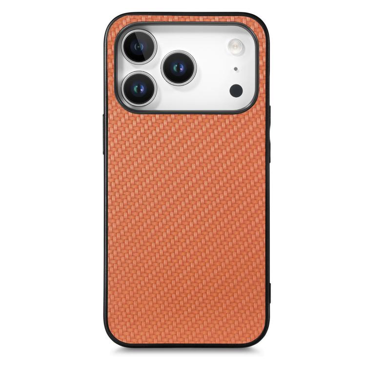 For iPhone 17 Pro Max Carbon Fiber Texture Leather Back Phone Case